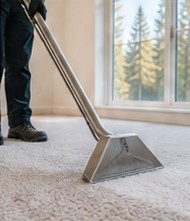 Carpet extraction cleaning beside a window