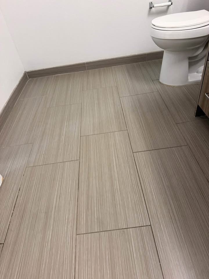 Bathroom floor before cleaning