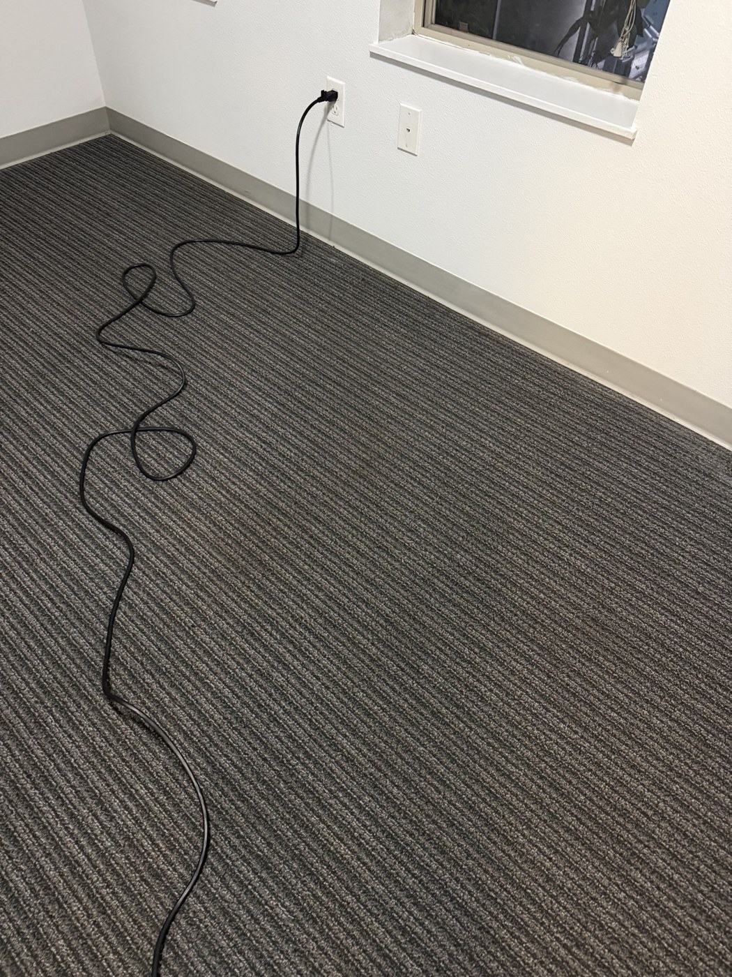 Carpet extending toward the window wall