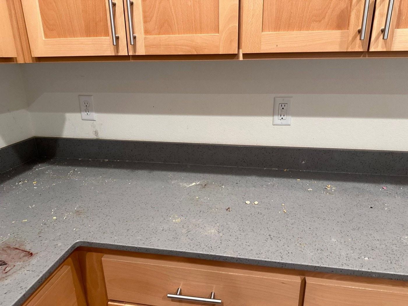 Kitchen countertop before cleaning